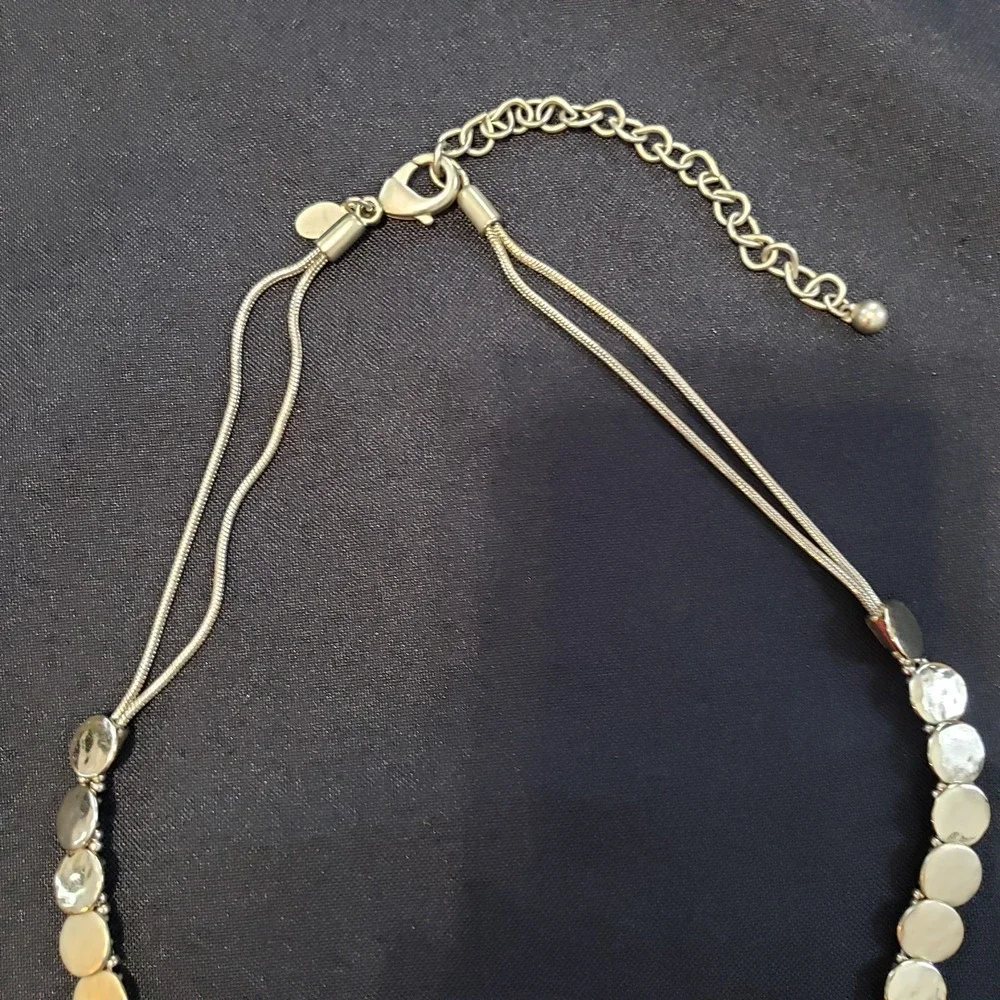 Chicos Womens Gold Tone Choker Necklace Minimal Boho Hammered Circle Discs